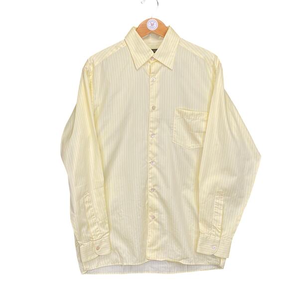 ERMENGILDO ZEGNA Mens Button Down Shirt Butter Yellow Sz L 100% Cotton Summer - Picture 1 of 10